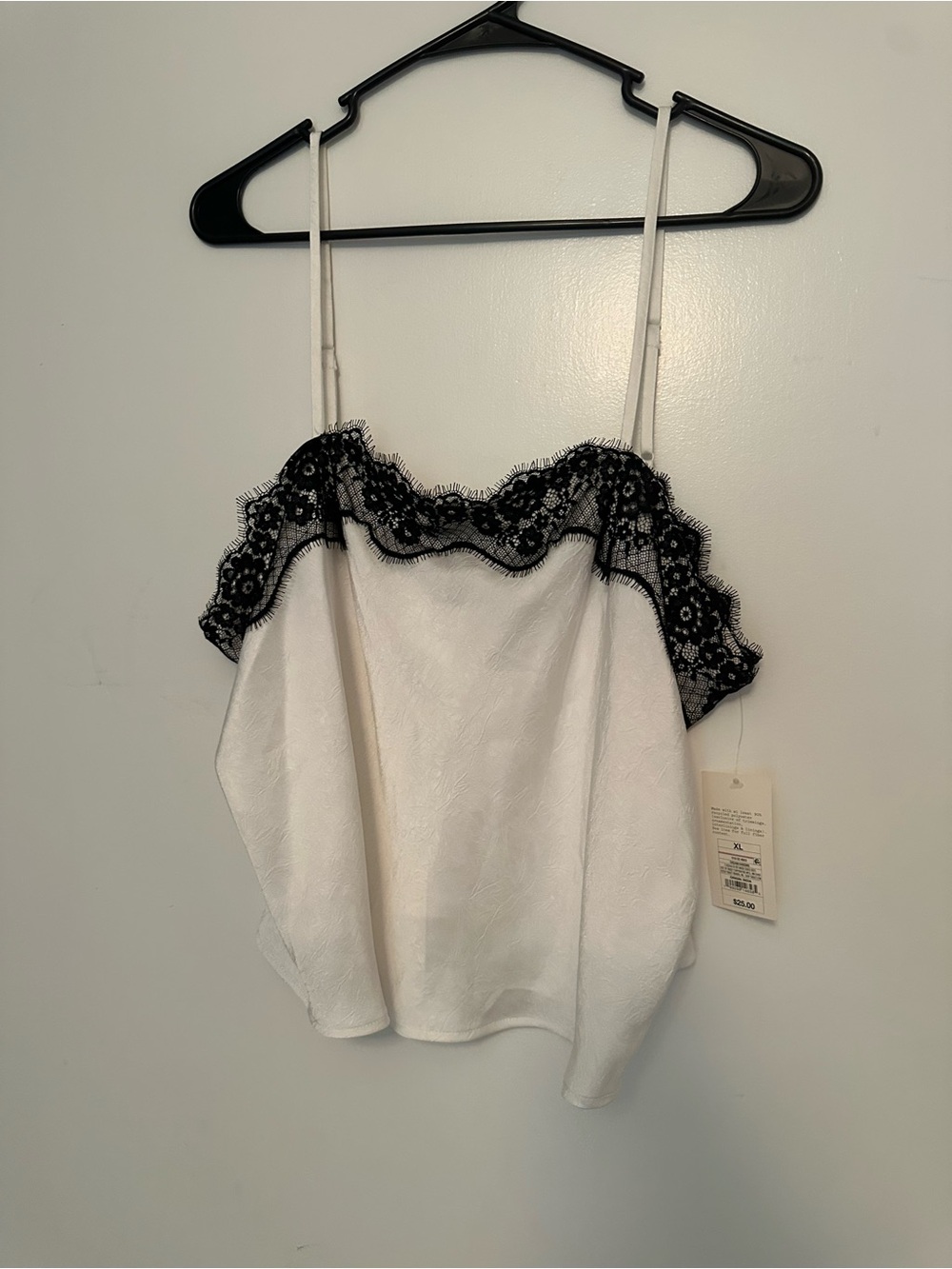a new day White Camisole with Black Lace Trim